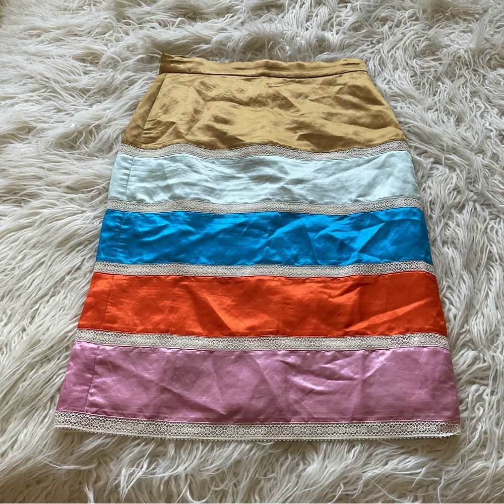 J Crew Crochet Ribbon Pencil Skirt in Color Block - Picture 2 of 5